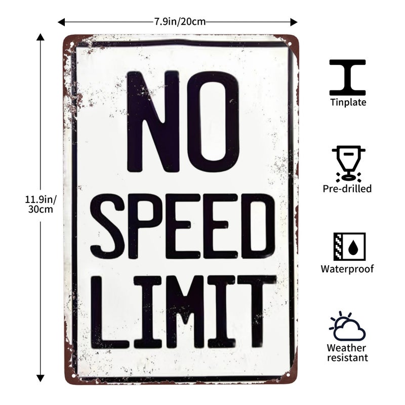 Custom Kraze No Speed Limit Vintage Reproduction Metal Sign 8 x 12 - Image 3